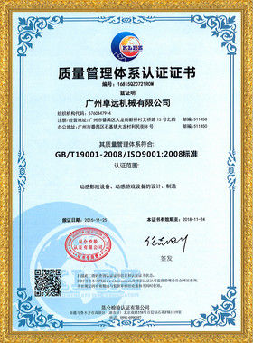 La Chine Zhuoyuan Co.,Ltd certifications