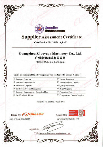 La Chine Zhuoyuan Co.,Ltd certifications
