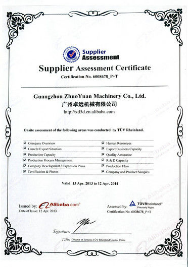 La Chine Zhuoyuan Co.,Ltd certifications